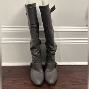 Grey high heel boots